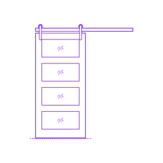 Buildings Surface Mounted Doors Single Glass Horizontal 4 Panels Sketch Style Svg Vector, Free Vectors File